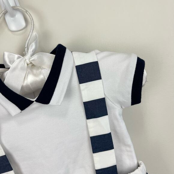 Jacadi Paris Striped Bubble Shortall Romper Set 3 Months - Picture 3 of 13